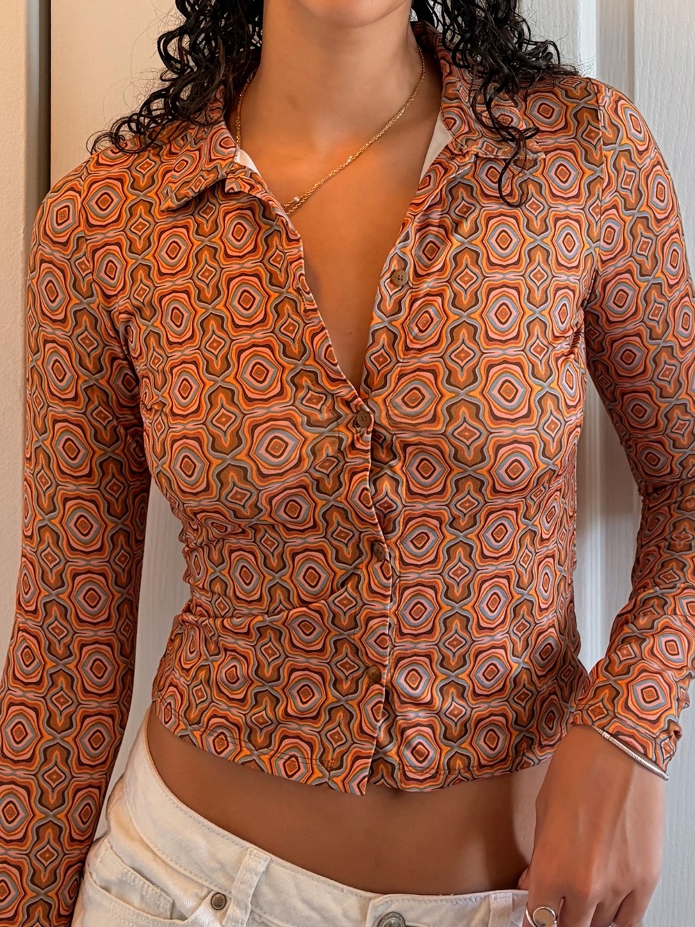Pull&Bear Multicolor Shirt — Orange, Pink, Brown & Blue
